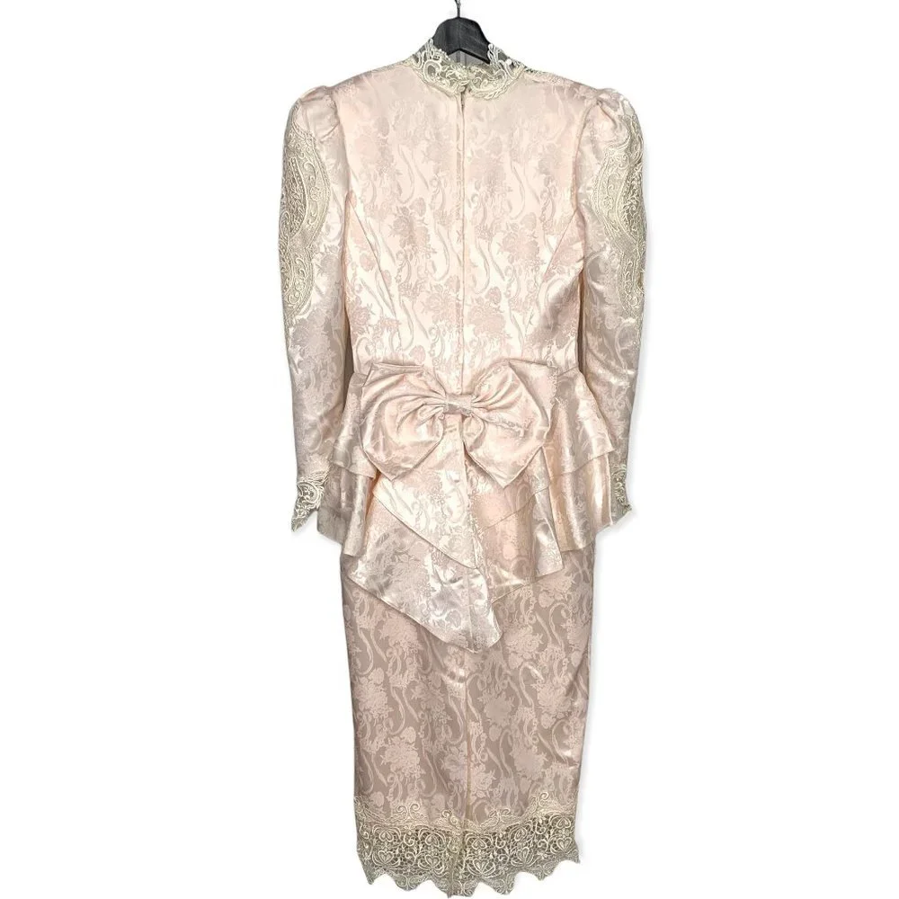Vintage 90s Jessica McClintock Victorian Brocade Dress Medium - Picture 3 of 14